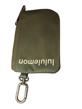 lululemon Sage Gray W/ White Text Clippable Key Card Holder Pouch
